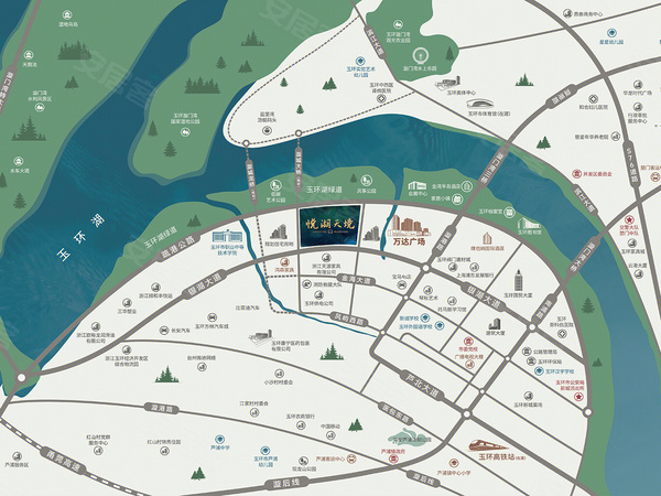 悦湖天境，玉环悦湖天境房价，楼盘户型，周边配套，交通地图，港南大道与漩城路交叉口（万达广场西侧） - 安居客