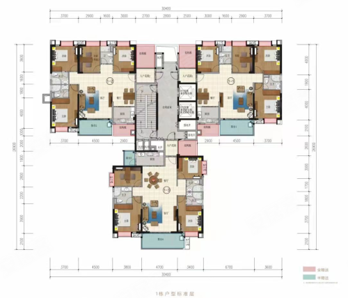 泰和苑01户型，泰和苑4室2厅2卫1厨约150.00平米户型图，朝南朝向 - 汕尾安居客