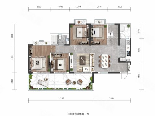 邦泰·云玺A一1户型,邦泰·云玺5室2厅2卫1厨约164.00平米户型图,朝南朝向 - 玉溪安居客