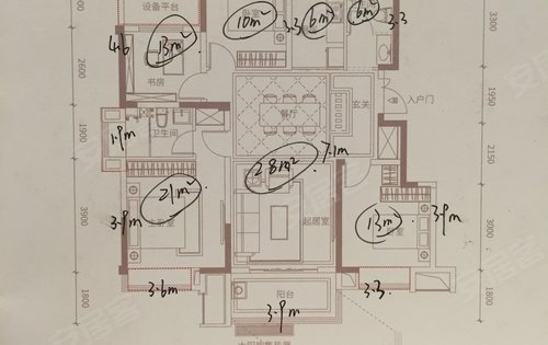 98139戶型手寫尺寸圖公攤僅有1114