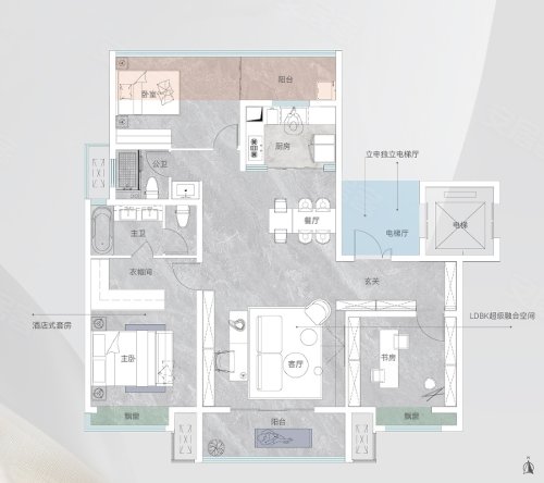 中冠宸院E1青岚院，中冠宸院3室2厅2卫1厨约141.00平米户型图，朝南北朝向 - 商丘安居客