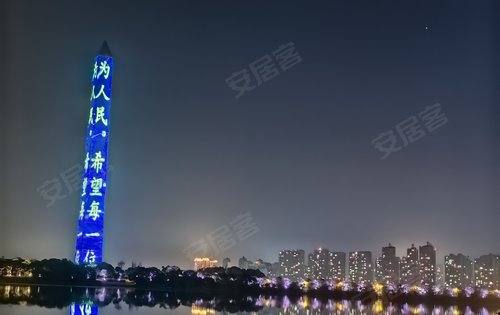 楼下八里湖的夜景，太美了