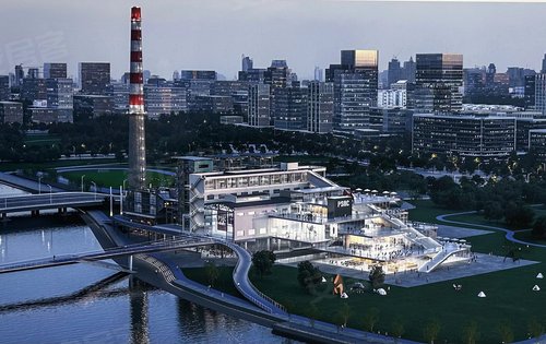 项目旁边上达河公园里面规划的工业博物馆效果图