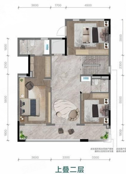 雍景白鹭湾D2户型,雍景白鹭湾别墅约350.00平米户型图,朝南朝向 - 成都安居客