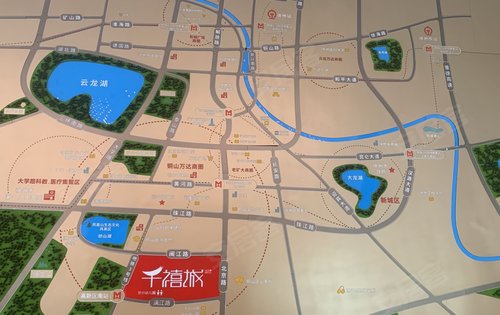 千禧城区位图走北京路往南即可到达千禧城