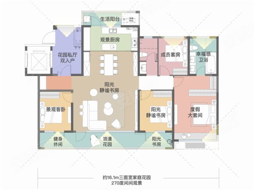 历控文誉城175平洋房户型,历控文誉城4室2厅2卫1厨约175.00平米户型图,朝南北朝向 - 济南安居客