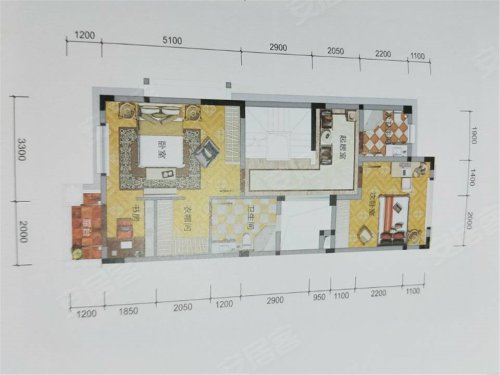 英郦庄园桥郡B户型,英郦庄园桥郡别墅约270.00平米户型图,朝南朝向 - 绵阳安居客