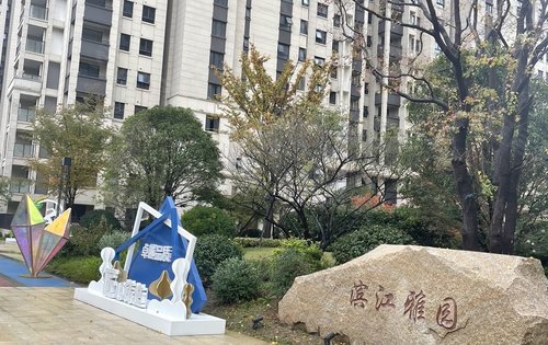 滨江雅园实景小区,小区人车分流,带有环形健康跑道,楼宇间距大,采光