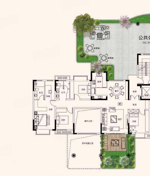 融汇花园168平米户型，融汇花园4室2厅2卫1厨约168.00平米户型图，朝南朝向 - 吉安安居客