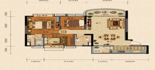 宜春碧桂园三室户型，宜春碧桂园3室2厅2卫0厨约117.00平米户型图，朝南北朝向 - 宜春安居客